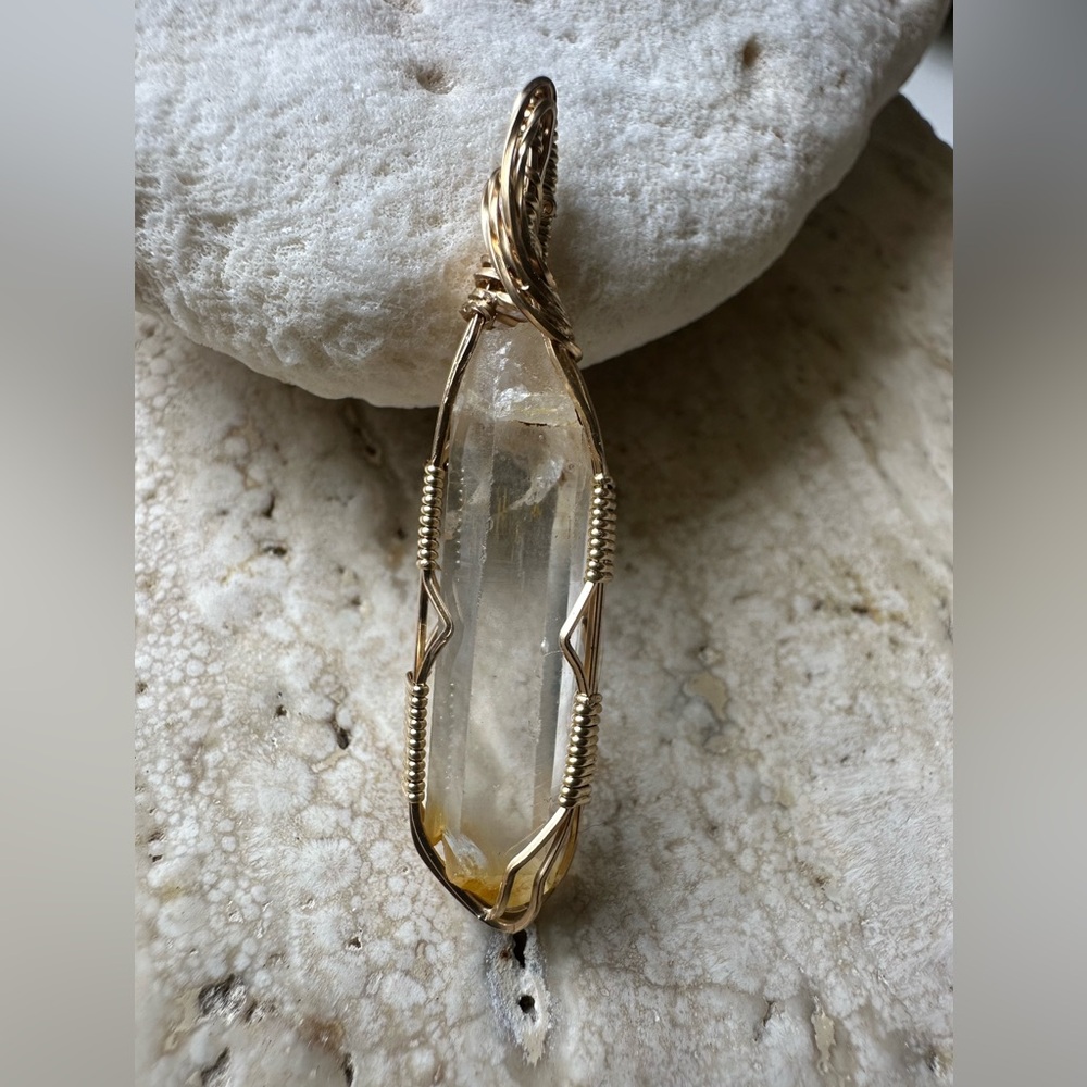 14k Gold Filled Hematoid Quartz Crystal Necklace Pendant